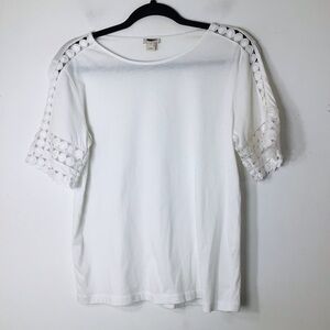 J Crew top xs women white eyelet short sleeve